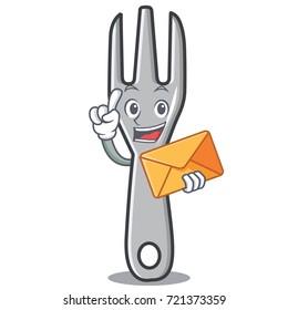 With envelope fork character cartoon style