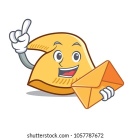 With envelope fortune cookie character cartoon