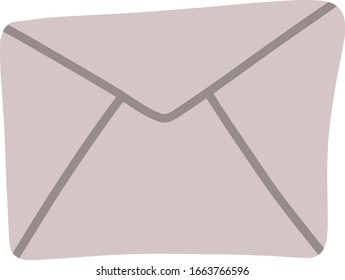 Sobre frontal, ilustración vectorial de color aislada en un fondo blanco. Mensaje romántico, carta de amor. Correspondencia por correo.