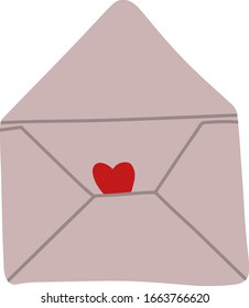 Envelope front, color vector illustration isolated on a white background. Romantic message, love letter. Correspondence by mail.