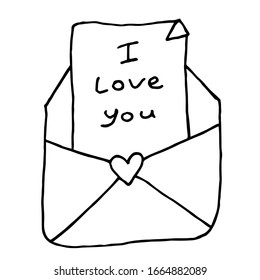 Envelope front, color vector illustration isolated on a white background. Romantic message, love letter. Correspondence by mail.