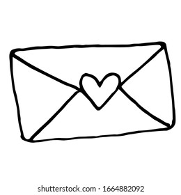 Envelope front, color vector illustration isolated on a white background. Romantic message, love letter. Correspondence by mail.