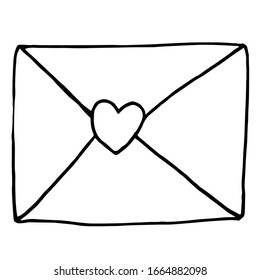 Sobre frontal, ilustración vectorial de color aislada en un fondo blanco. Mensaje romántico, carta de amor. Correspondencia por correo.