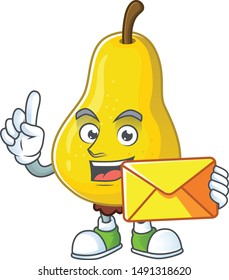 With envelope fruit pear character with mascot cartoon cute