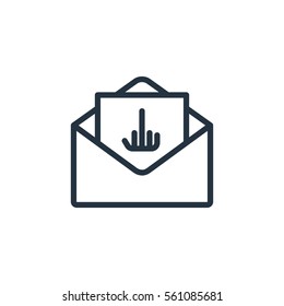 envelope with fuck web thin line icon on white background;  minimalistic office