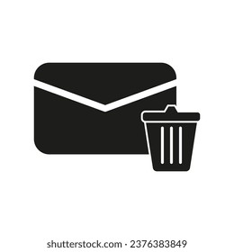 Envelope and garbage container icon. Sign delete message. Vector illustration. EPS 10.