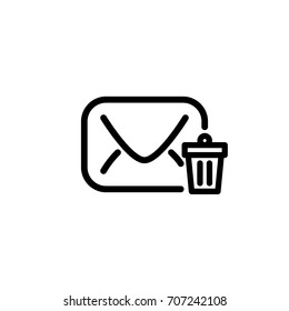 envelope and garbage container icon, sign delete message, vector illustration
