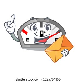 With envelope gasoline indicator isolated with in cartoon