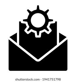 Envelope with gear, mail configuration icon