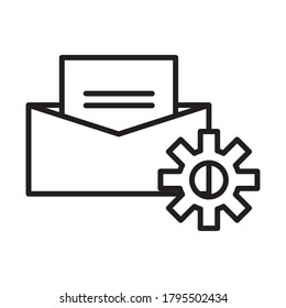 envelope with gear settings machine line style icon vector illustration design