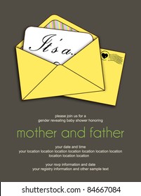 Envelope Gender Reveal Party Baby Shower Invitation