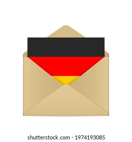 Envelope with Germany flag on a white background. Vector illustration.