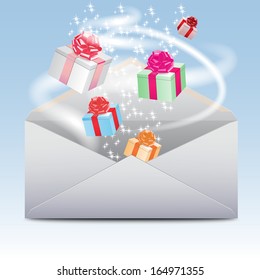 Envelope with gifts .Vector 