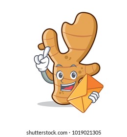 With envelope ginger character cartoon style