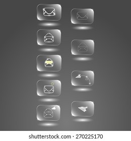 envelope glass buttons on a gray background