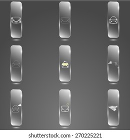 envelope glass buttons on a gray background
