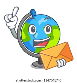 With envelope globe character cartoon style