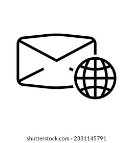 envelope with globe, global communication icon vector