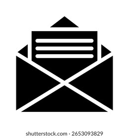 Envelope Glyph Icon. Editable Stroke. Can be used for website UI and mobile applications.