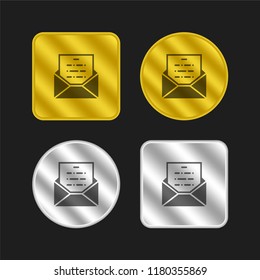 Envelope gold and silver metallic coin logo icon design