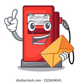 With envelope gosoline pump isolated in the mascot