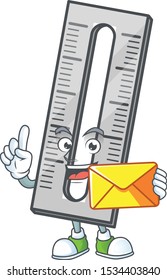 With envelope gray ruler in the cartoon character