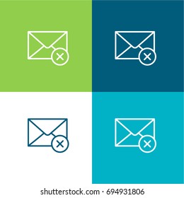 Envelope green and blue material color minimal icon or logo design