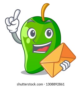 With envelope green mango slices in the character