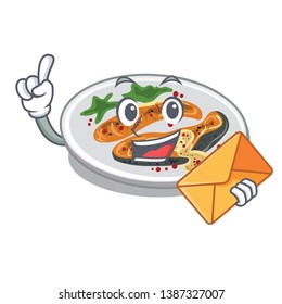 With envelope grilled salmon in the character shape