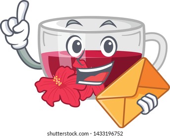 With envelope habiscus tea in the cartoon shape