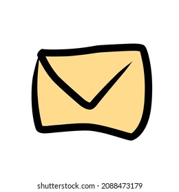 Icono de dibujo de mano de sobres. Diseño del logotipo de correo electrónico. Aislado en fondo blanco. Ilustración vectorial