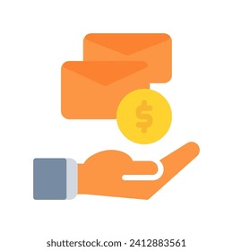 envelope and hand icon outline black style. Business and finance icons