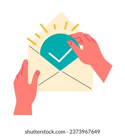 Envelope in hand, receipt of notice, message read