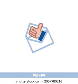envelope with hand thumbs up logo