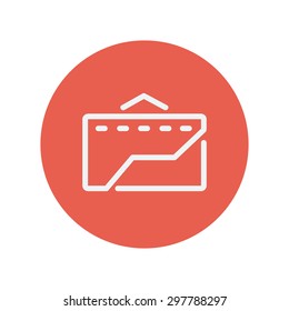 Envelope with handle thin line icon for web and mobile minimalistic flat design. Vector white icon inside the red circle.