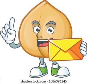 With envelope Happy face chickpeas mascot cartoon style