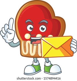 With envelope Happy face cookies mascot cartoon style