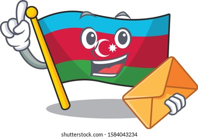 With envelope Happy face flag azerbaijan mascot cartoon style