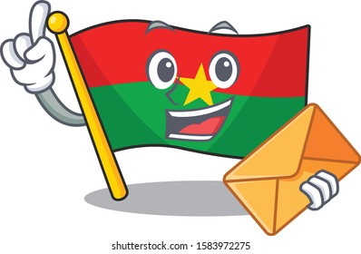 With envelope Happy face flag burkina faso mascot cartoon style
