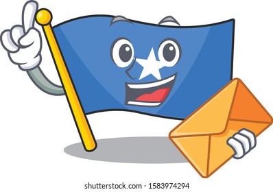 With envelope Happy face flag somalia mascot cartoon style