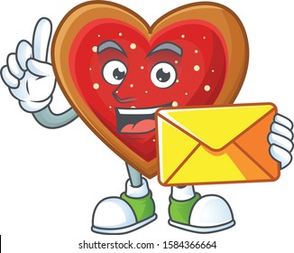 With envelope Happy face love cookies mascot cartoon style