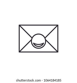 Envelope happy mail logo vector icon simple flat outline