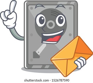 With Envelope Hard Drive Internal Mascot Isolated Cartoon