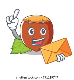 With envelope hazelnut character cartoon style