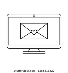 envelope with heart in computer