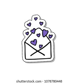 envelope with heart doodle icon