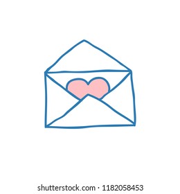 envelope with heart doodle icon