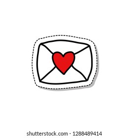 envelope with heart doodle icon