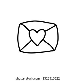 envelope with heart doodle icon
