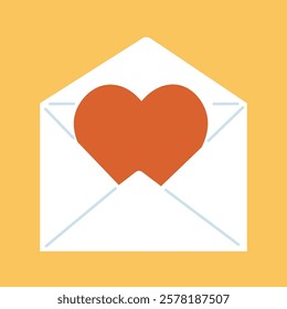 envelope with heart in doodle style. Element for decoration design mail posts postcards poster print invitation background backdrop wrapping wallpaper